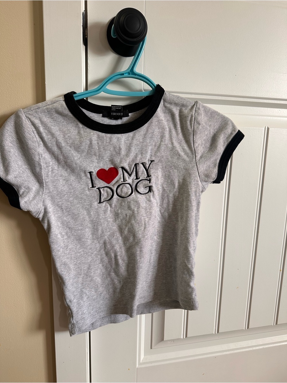 Forever 21 I Love My Dog Gray baby tee
